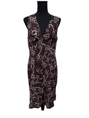 Madewell Ariana Midi Dress Purple Floral Vneck Sleeveless Preppy Sz 10 Side Zip